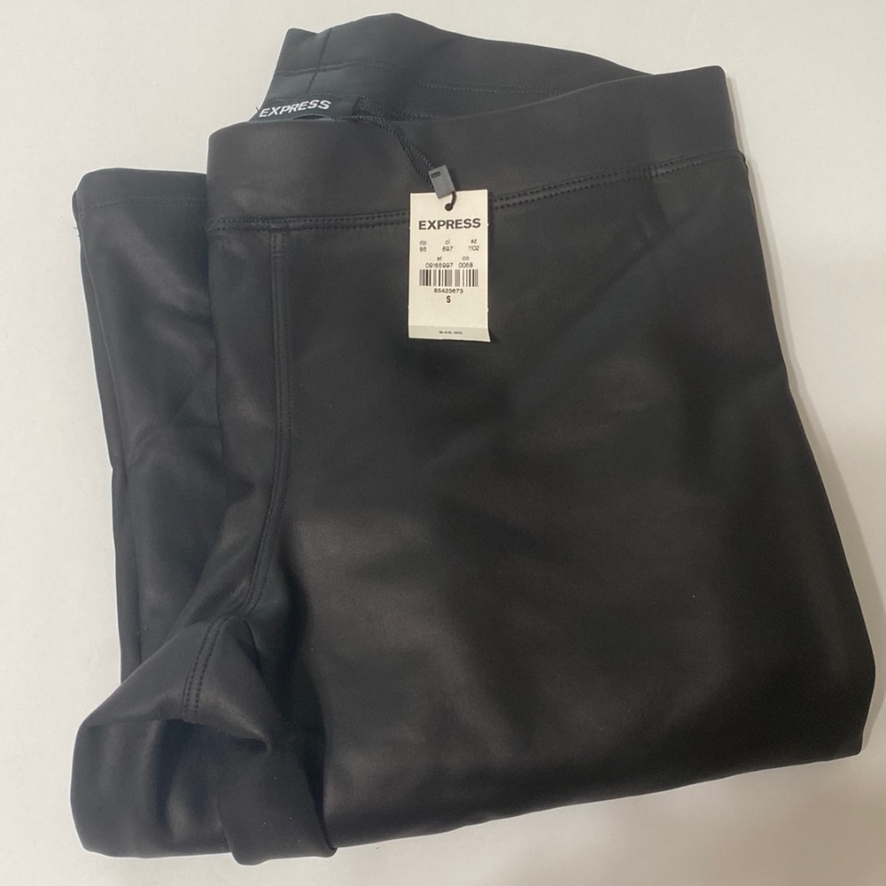 NWT Black faux leather Express leggings
